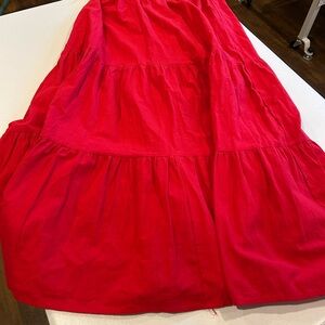 Elegant Red Women's Maxi Tiered Ruffle Skirt